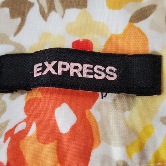 🔺️Express Yellow & Orange Floral Print Skirt Medium - Picture 6 of 7